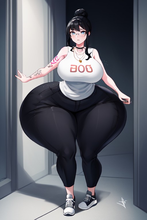 Disproportionately Huge Hyper Wide Hips, Wide, Italian Hispanic White Hentai AI Porn