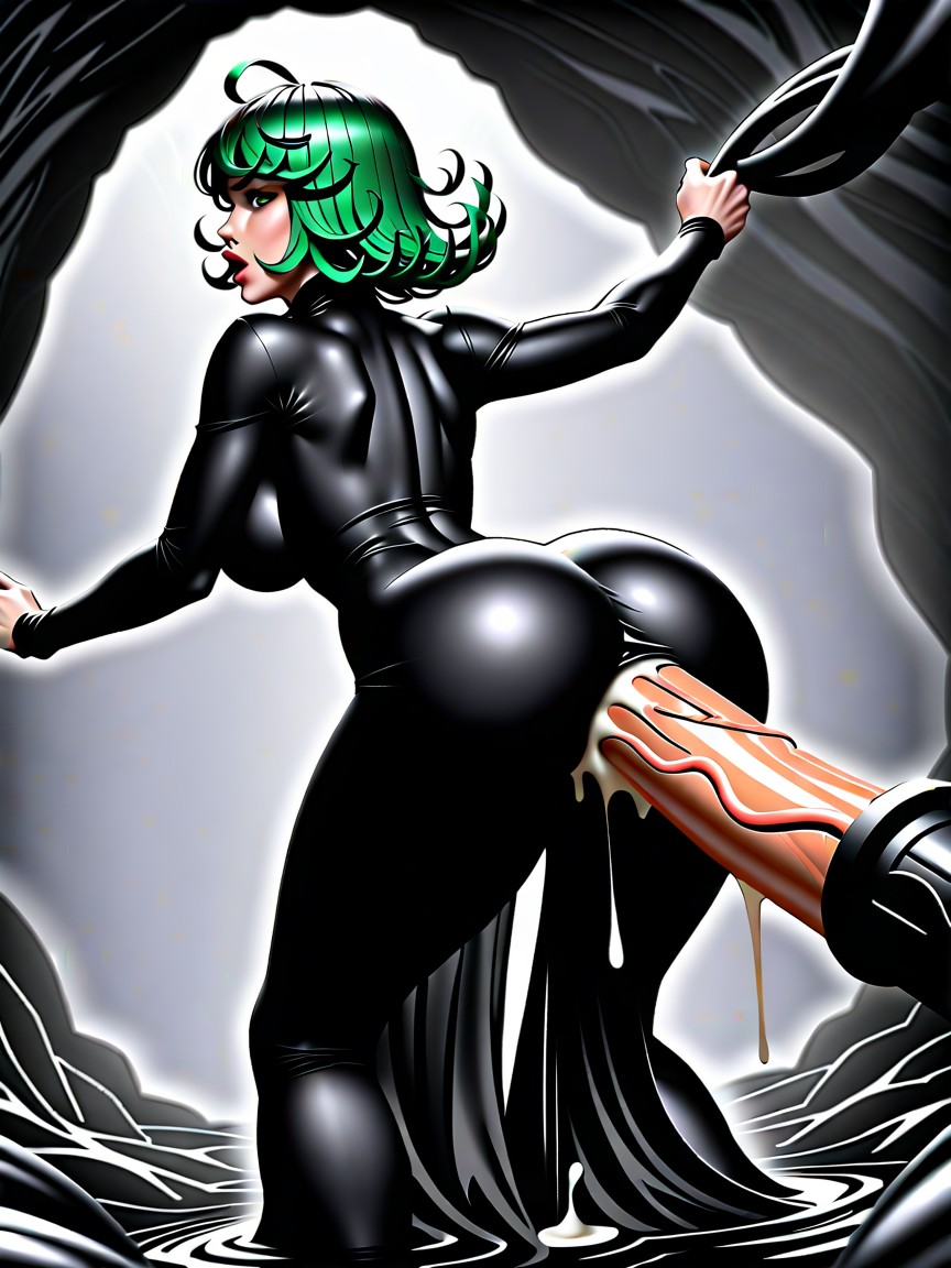 She Has Wasp Waist, Tatsumaki Has Bbl, Tatsumaki Dress Pushed Into Her Large Bubble Butt By God Level Monster Cock AI Porn