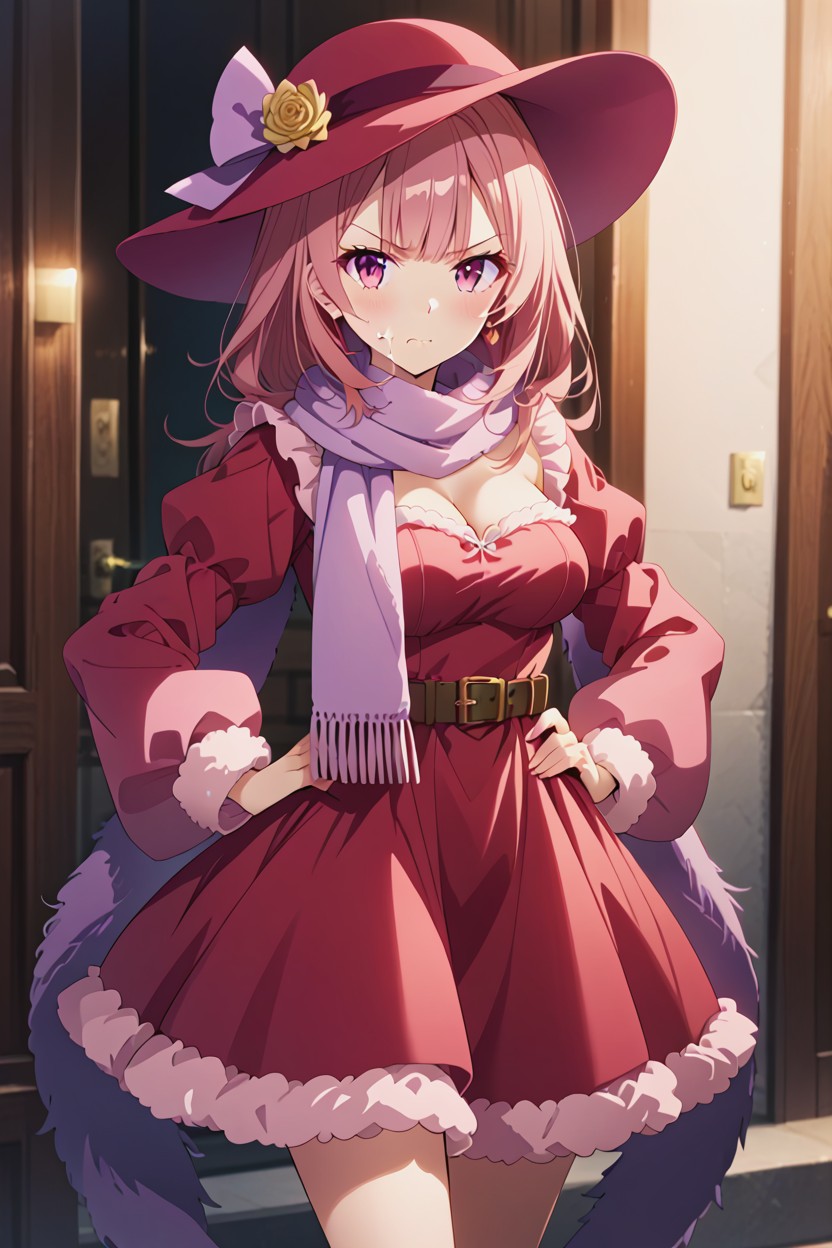 Oppened Mouth, 20+, Long Scarf AI Porn