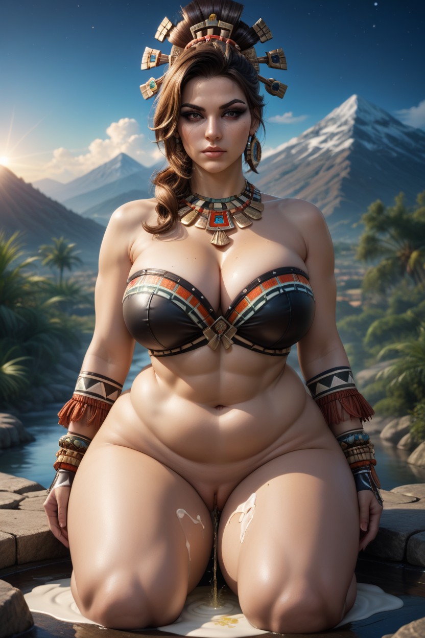 Puddle Of Cream, Medium Breasts, De Rodillas Porno IA