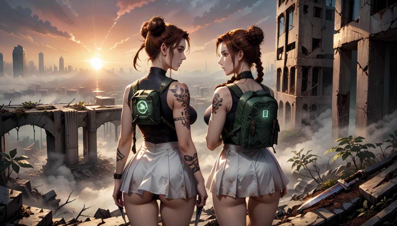 Sunset, F/ Aperture, White Skirt Hentai AI Porn