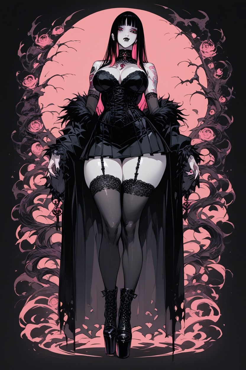 18+, Pale Skin, Dark Gothic Makeup Hentai AI Porn