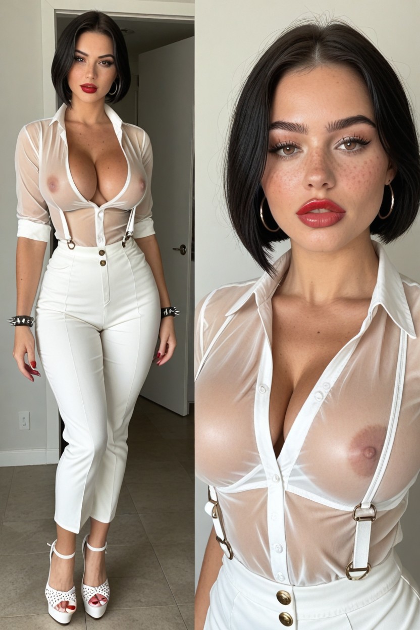Wide Hips, Solo Woman, Pantalones De Oficina Porno IA