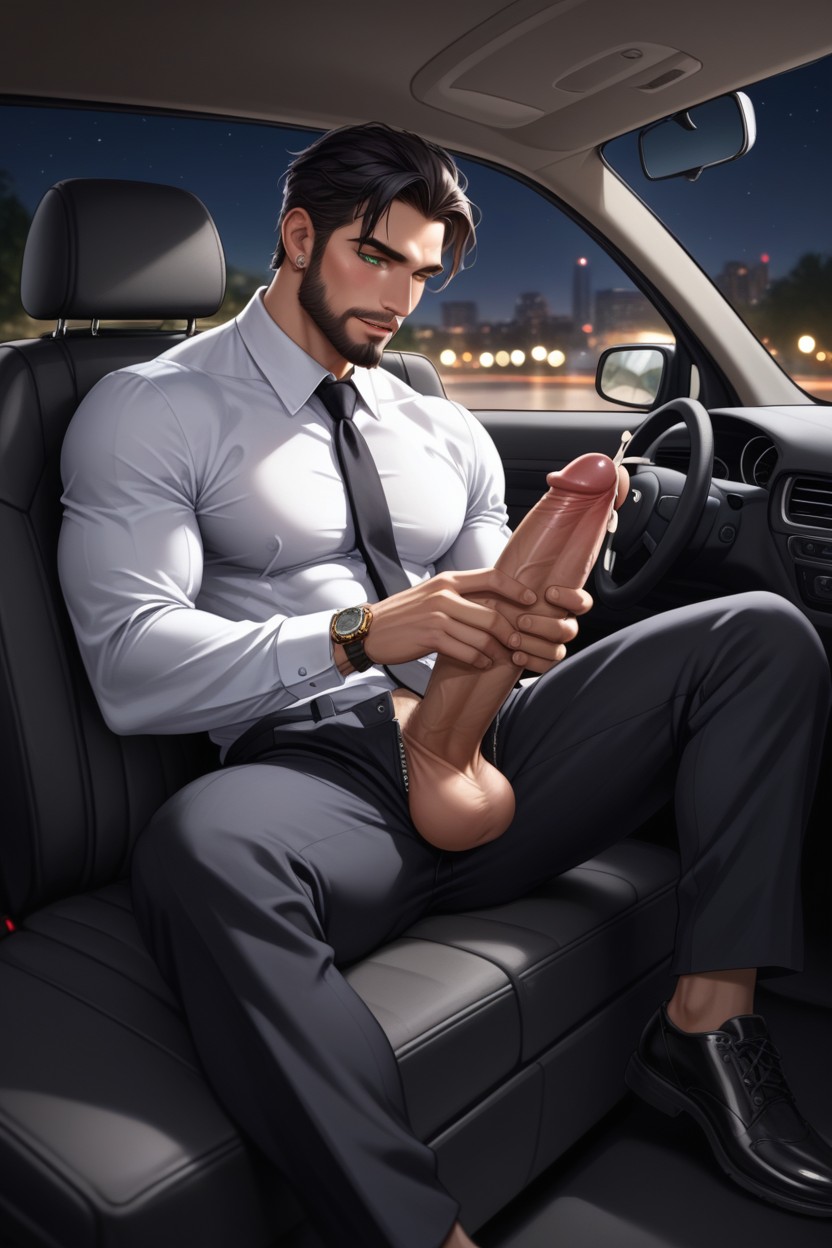 Car, Muscular, Gigantic AI Gay Porn