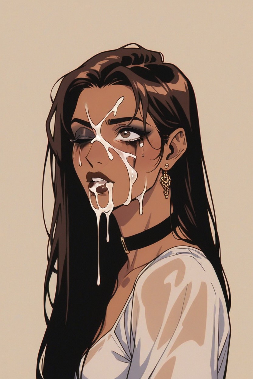 Smeared Lipstick, Wide Eyes, Black Choker Hentai AI Porn