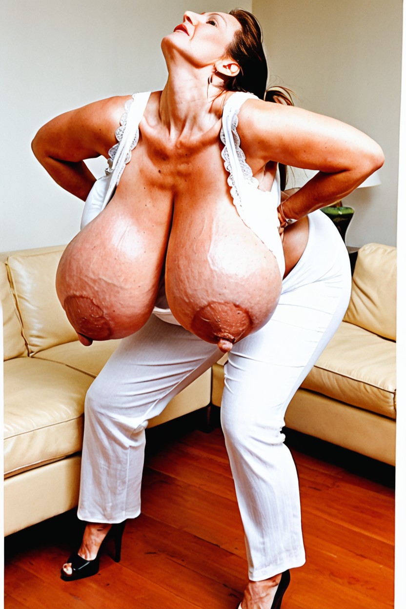 Massive Saggy Breast Way Bigger Than, Veiny Breasts, Curvy Thighs Porno IA
