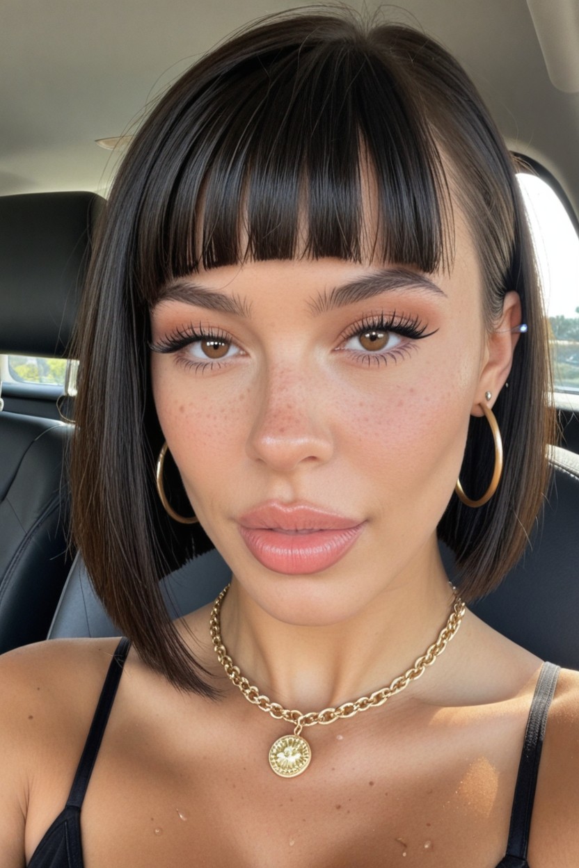 Attractive Woman, Bob Haircut, Perfect Smooth Skin Porno IA