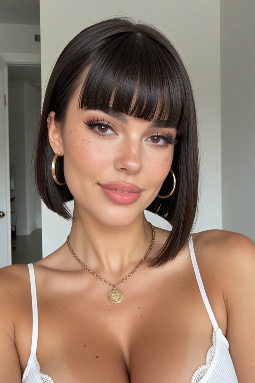 Gold Necklace, Beauty Mark Mole Above The Lip, Large Eastern Nose Porno IA