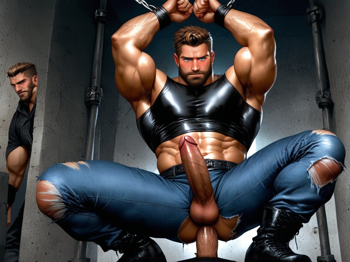 Chest Exposed, Two Men, Muscular Body ゲイAIポルノ