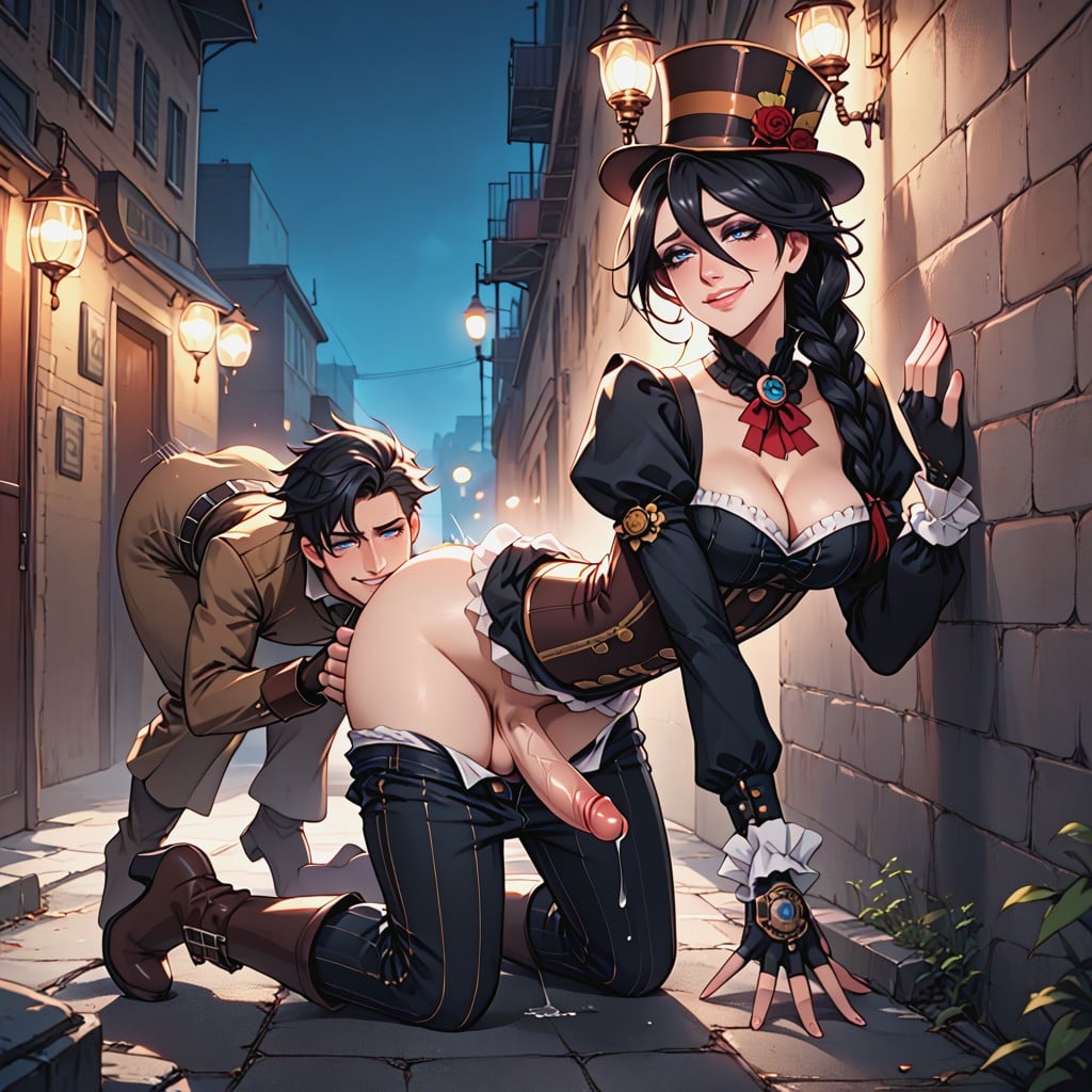 Smirk, Futa Fucks Male, Long Braid On Side Hentai AI Porn