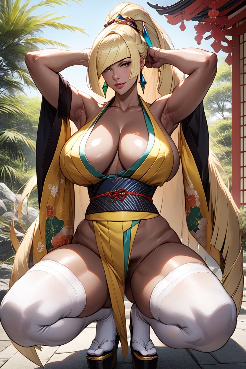 Pubic Hair, Bold Big Breasts Cleavage, Front View Hentai AI Porn