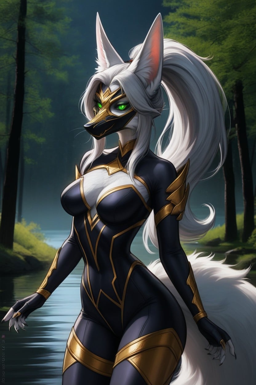 Glossy Fur, Quality, Dragon Face Furry IA