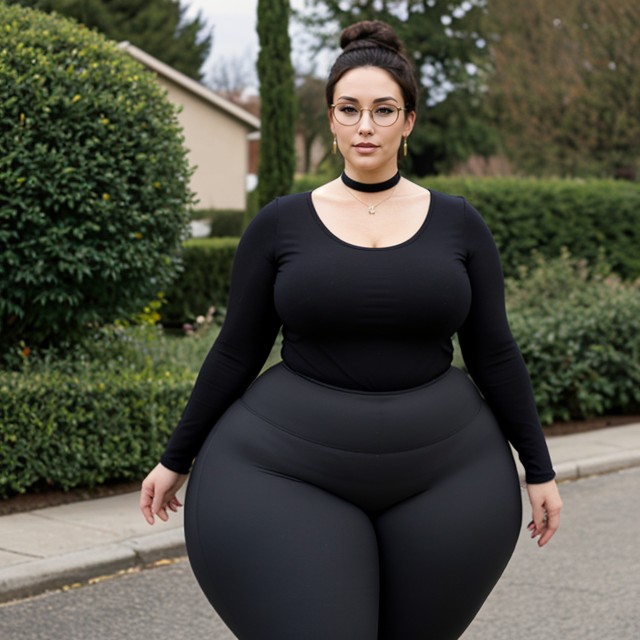 Hair Updo, Leggings Pants Jeans, Sexy Legs AI Porn
