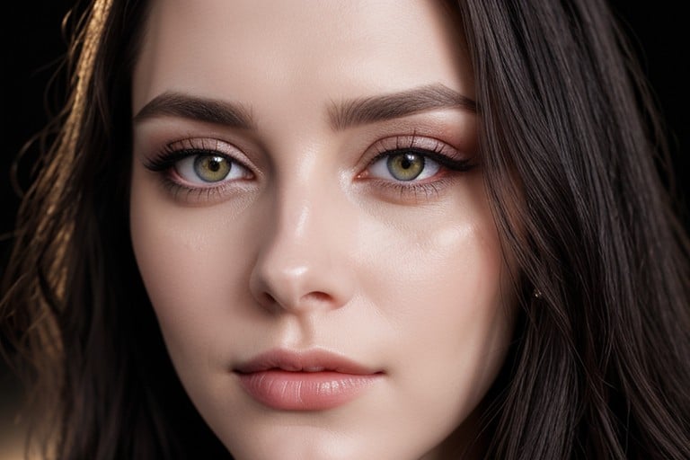 Very Pale White Skin, Button Nose, Super Extreme Closeup On Eyes AI Porn