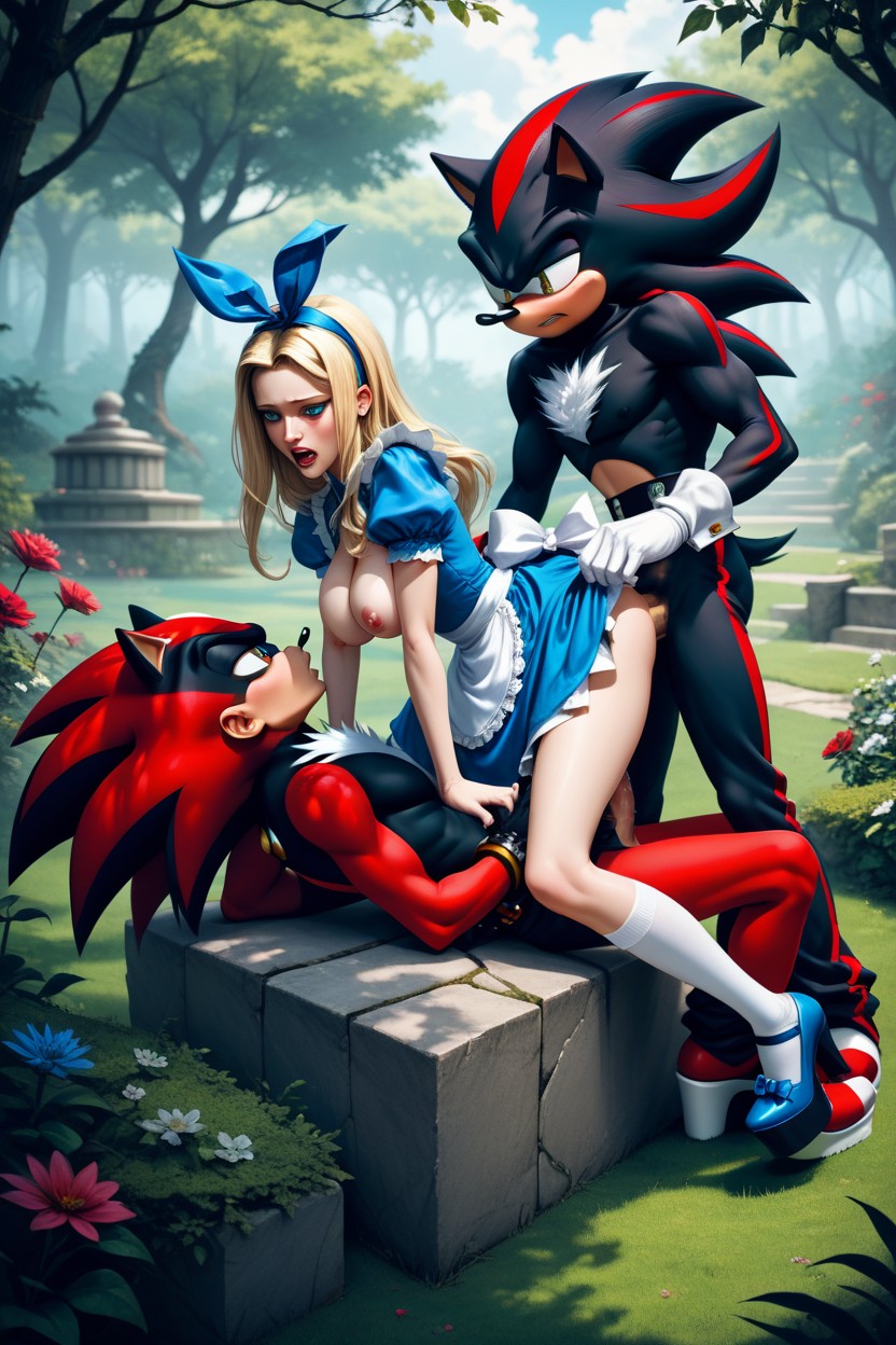 Alice From Alice In Wonderland, Both In The Garden, Double Penetration AI Porn