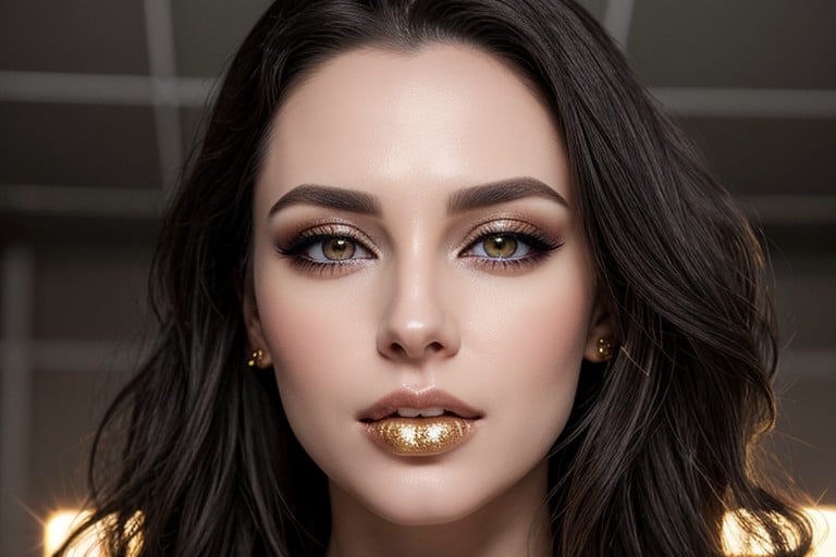 Hair Falling Toward Viewer, On All Fours Above Viewer, Brightly Colored Vampire Eyes AI Porn