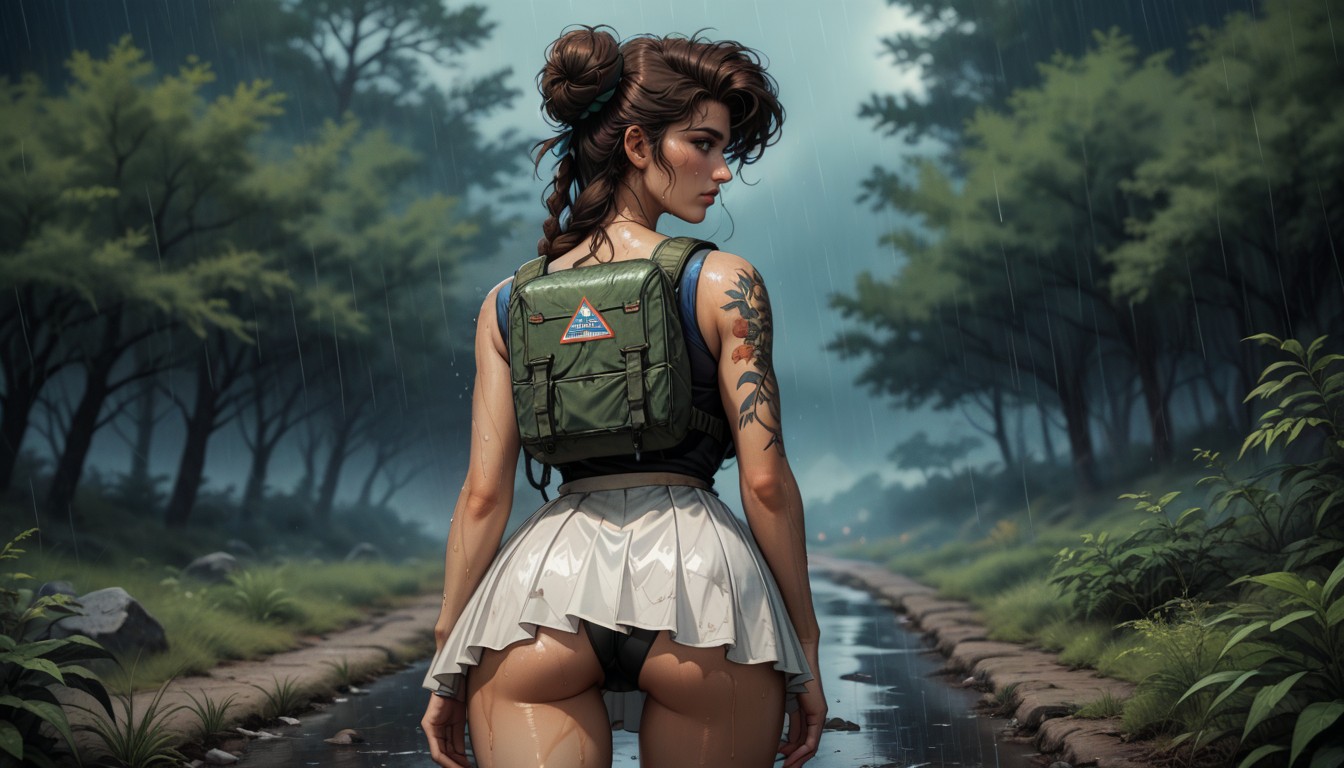 Soft And Dreamy Atmosphere, Gluteal Cleft, Country Road Through A Forest Hentai AI Porn