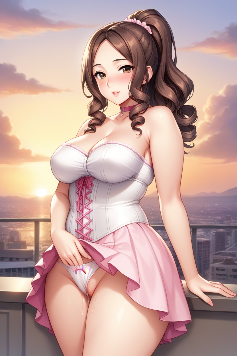 Detailed Face, Pink Choker, Anime Style Hentai AI Porn