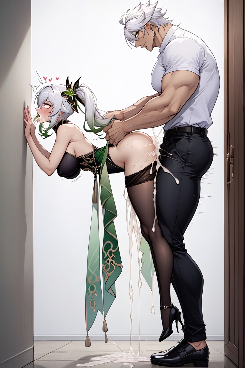 Side View, Beautiful Face, Rounded Ass Hentai AI Porn