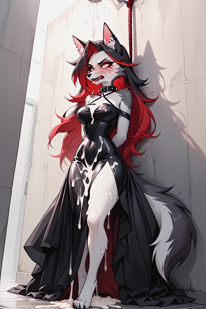 Dress, Tight Dress, Maquillaje Corrido Furry IA