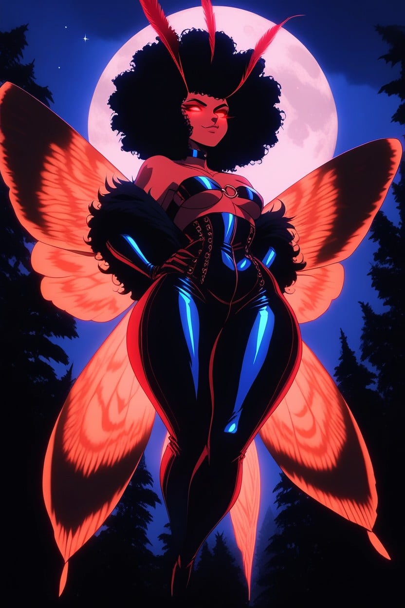 Bold Cel-shaded Style, Mysterious Glowing Red Eyes, Night Furry AI Porn