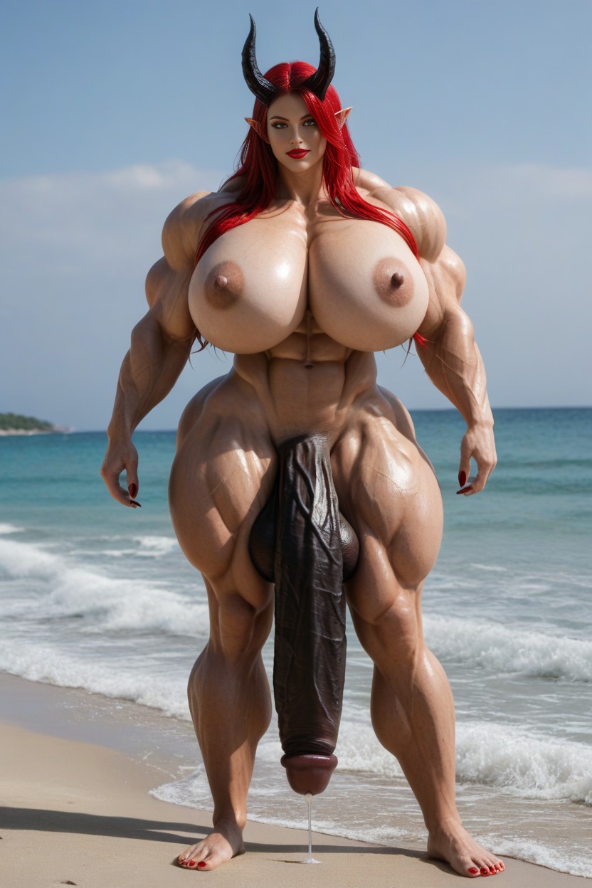 Wide Hips, Hyper Black Balls, Cuisses Épaisses Porno IA transsexuelle