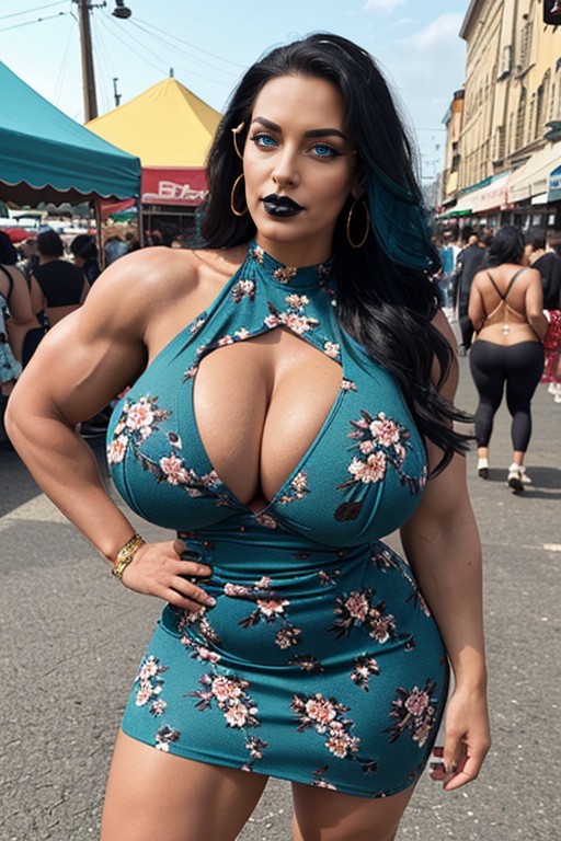 Extremely Steroid Muscular Thighs, Wasp Waist, Bulging Thighs AI Porn