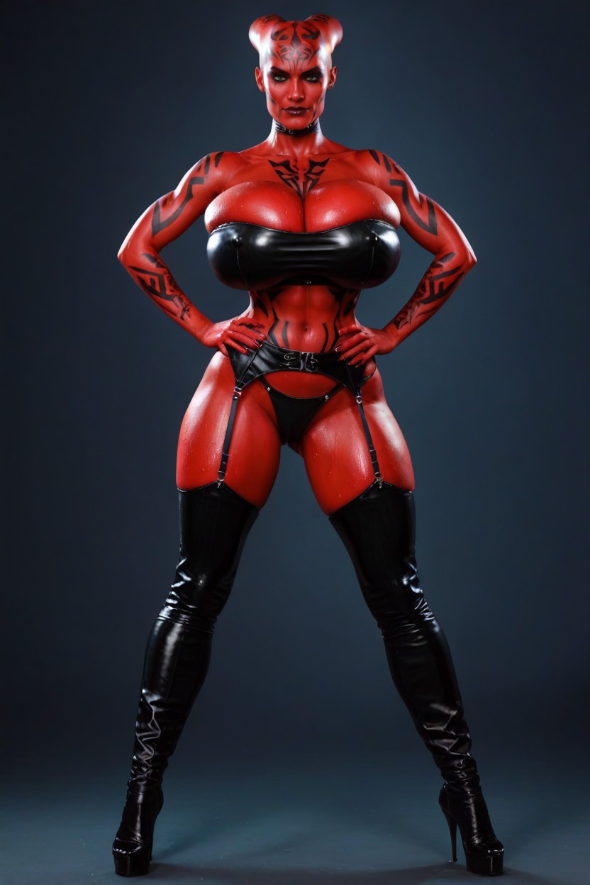 Very Curvy Body, Garter Belt, Wide Hips AI Porn