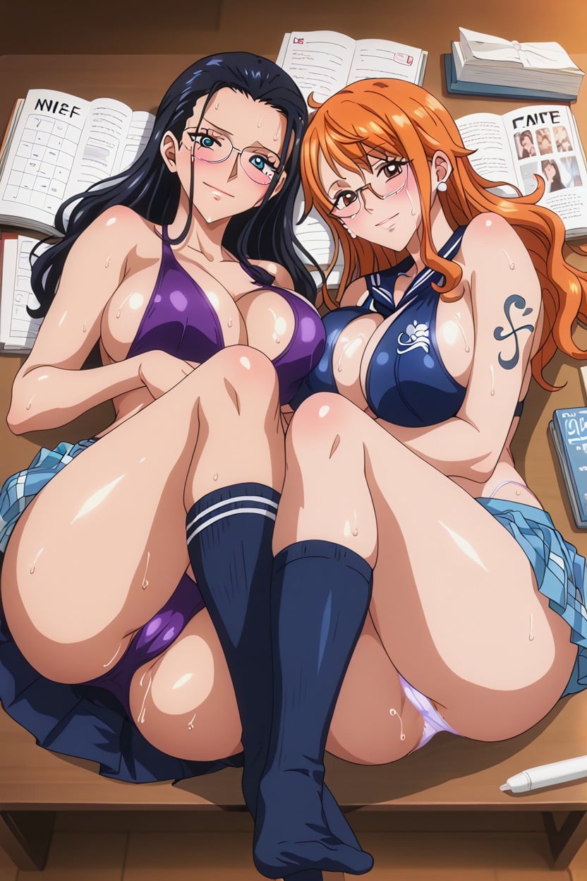 High Resolution, Glasses, Bottom Up (upskirt) Hentai AI Porn