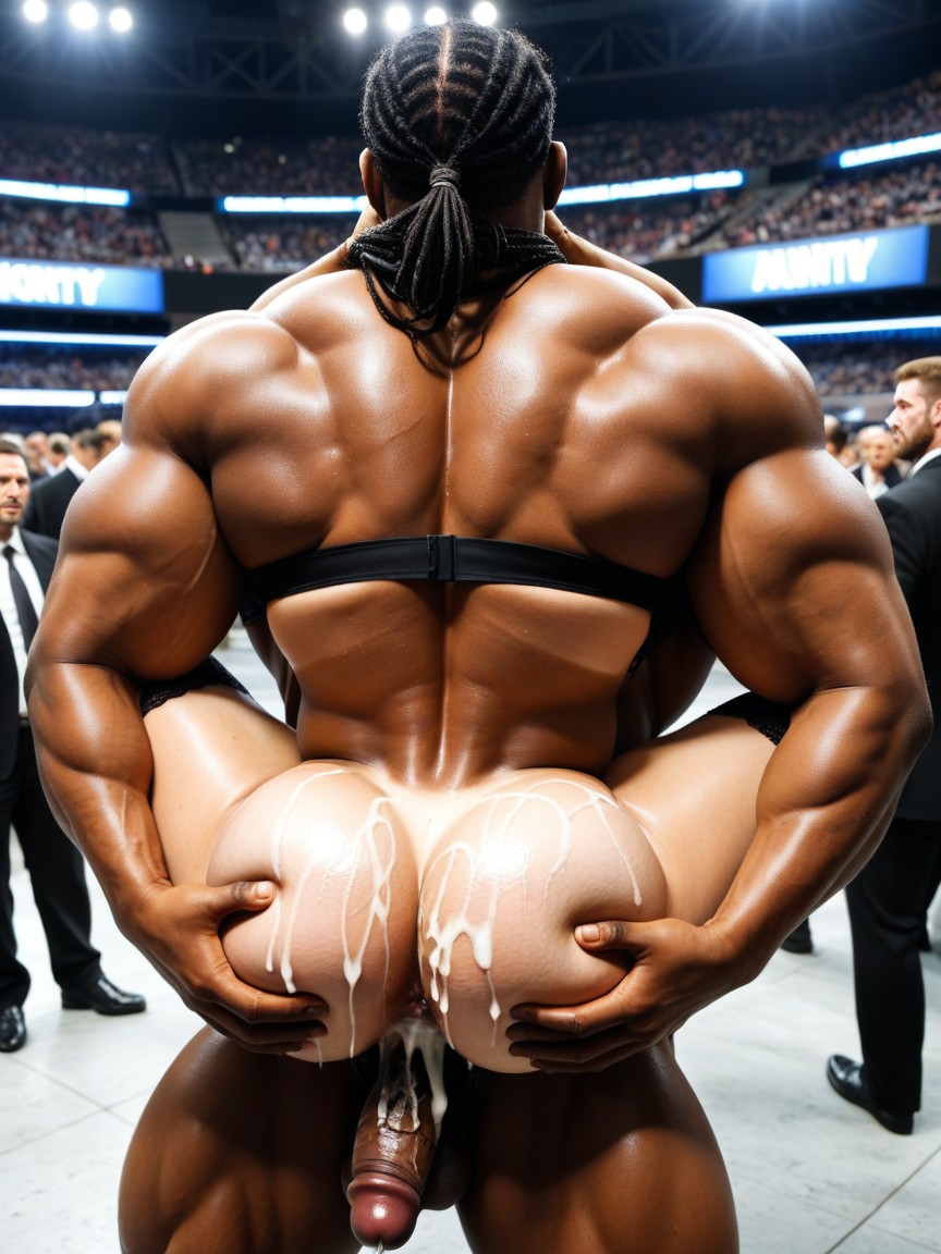 Huge Pecs, Noir, Many People Around AI Porn