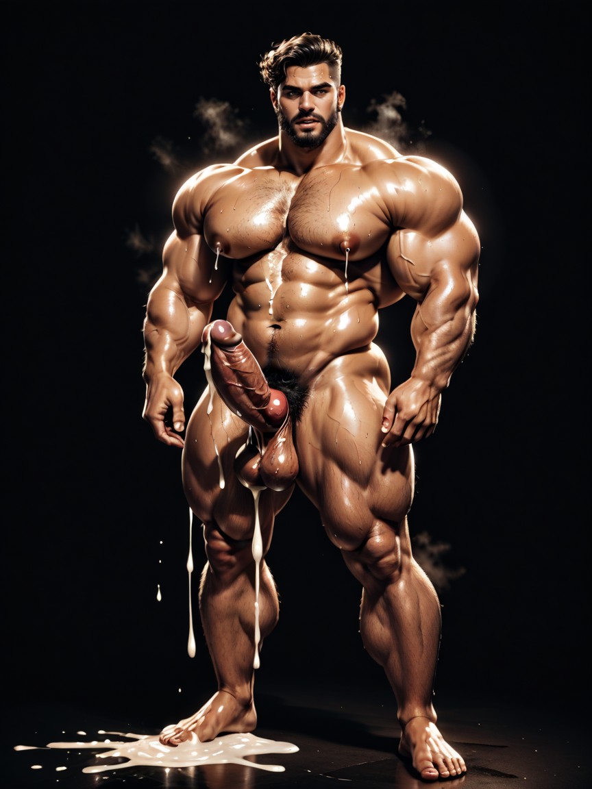 Coated With Cum, Cabelo Muito Curto, Cum Covered Body Pornografia gay com IA