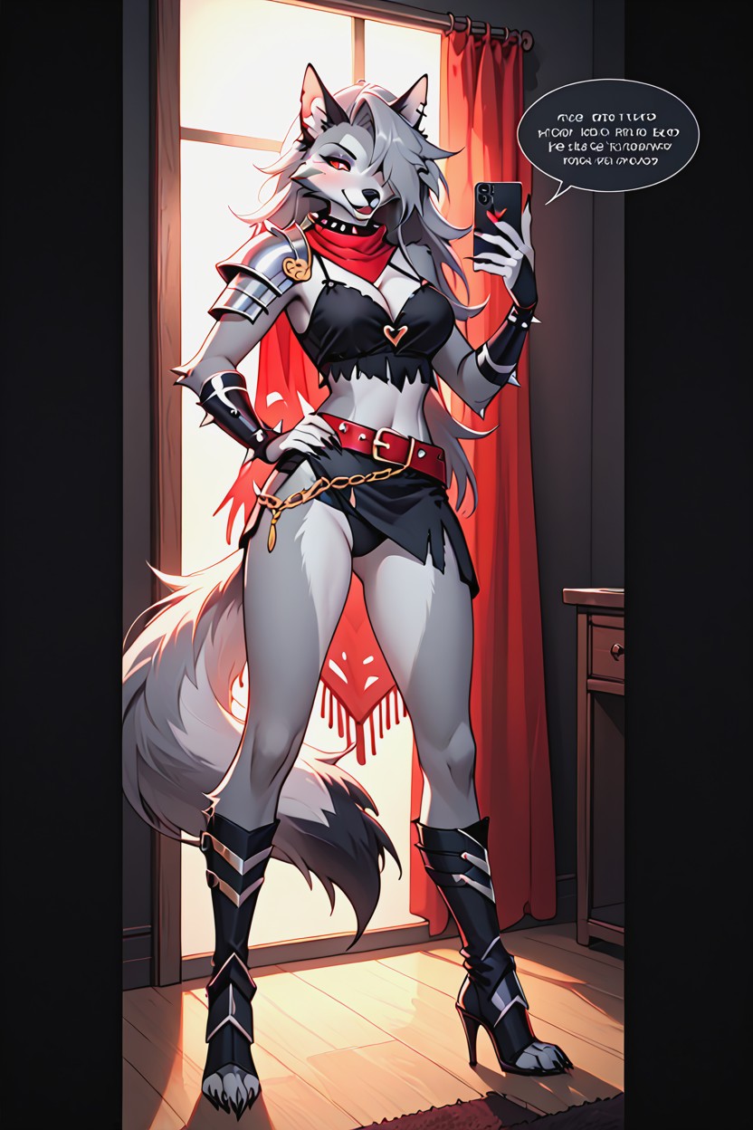 Confident Pose, Tail, Detailed Furry IA