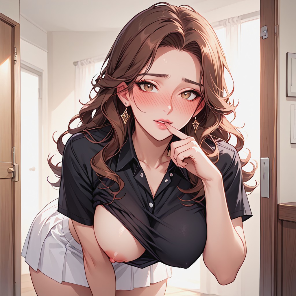 Flashes Her Boob, Sneaky Flash Only The Viewer Sees, Milf Hentai AI Porn