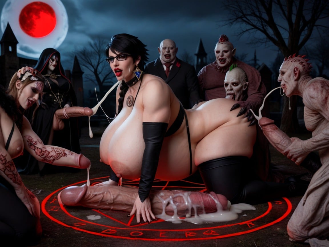 Graveyard, Doggystyle, Futanari Hyper Muscular Horror Zombie AI Porn