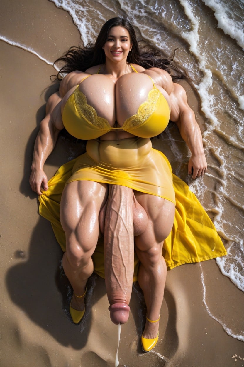 Impossibly Long Hyper Penis, Huge Muscular Ass, Cumming Everywhere Shemale AI Porn