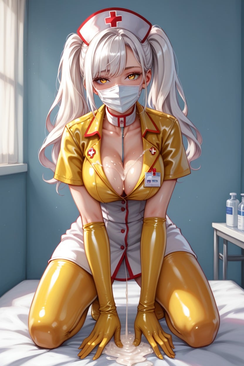 Full Body, Front View, Skimpy Latex Nurse Outfit Hentai AI Porn
