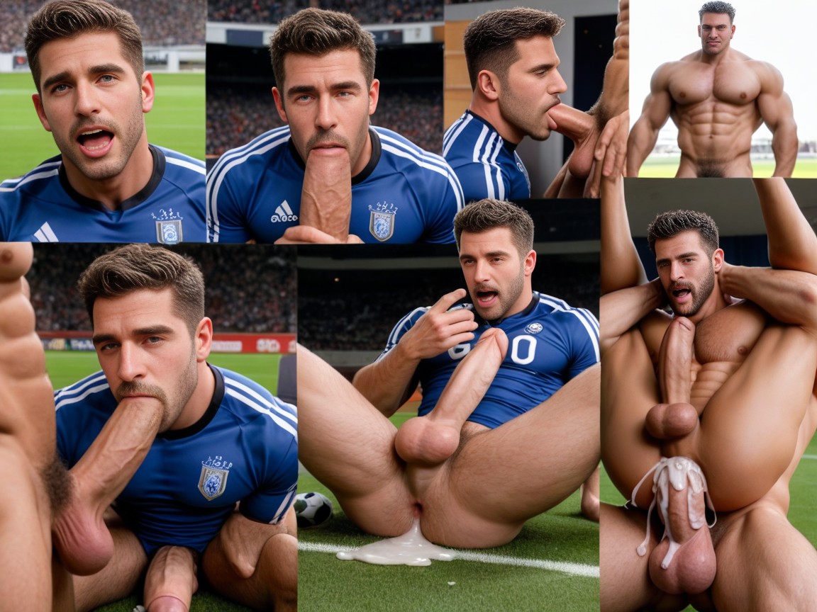 Gay, Soccer Jersey Pulled Up, Blowjob ゲイAIポルノ