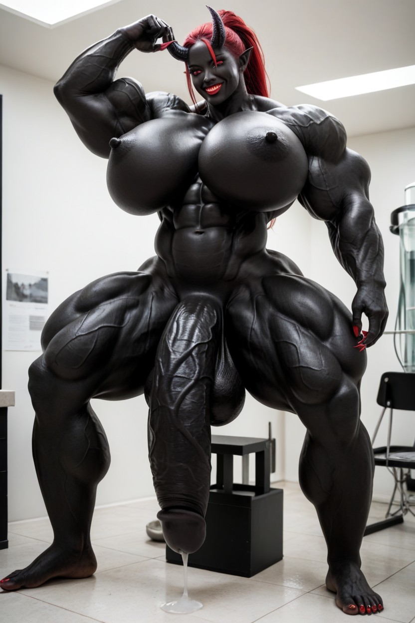 Gigantic Flaccid Black Cock, Exaggerated Big Butt, Perfect Tits Porno IA transsexuelle