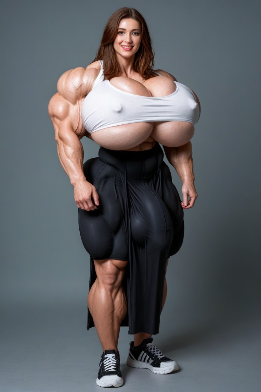Huge Erected Nipples Under Shirt, Gigantic Scalene, Growth Porno IA transsexuelle