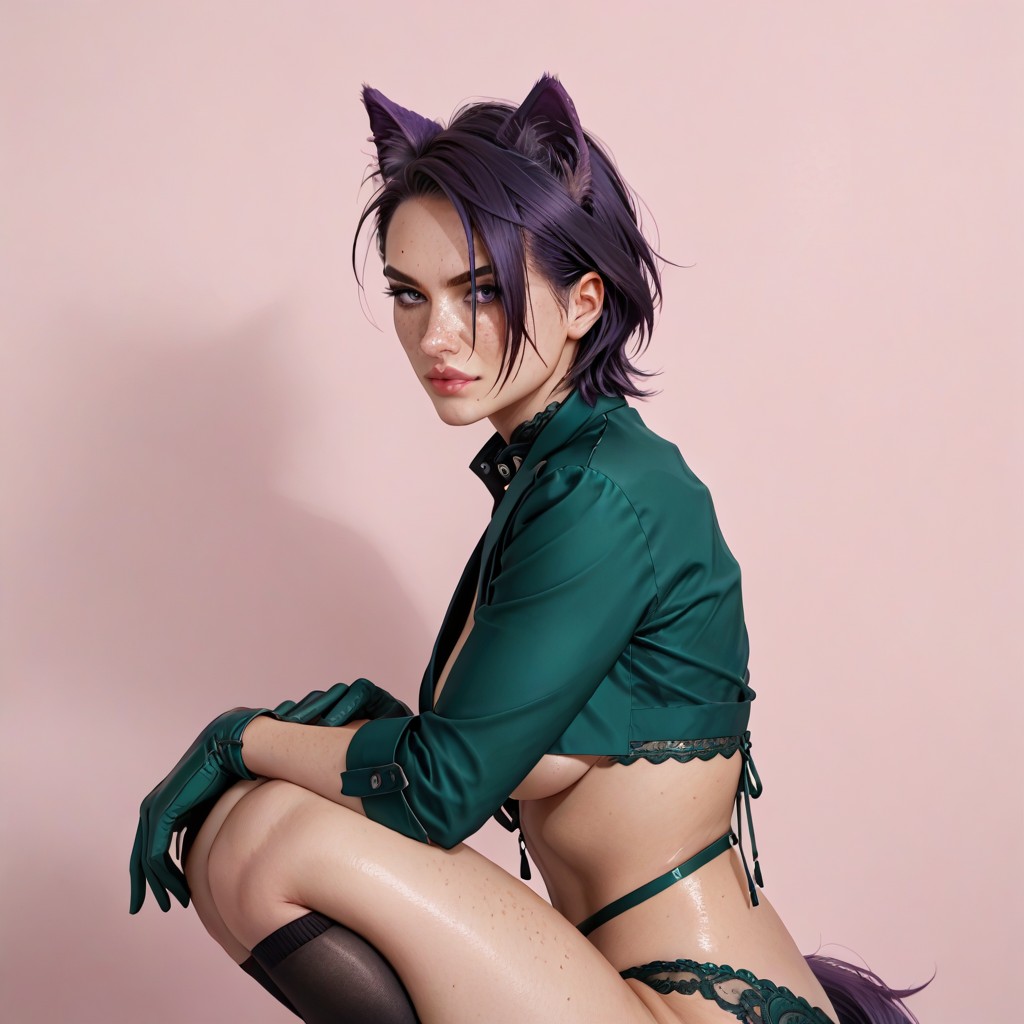 Freckles, 25+, Cat Ears Hentai AI Porn