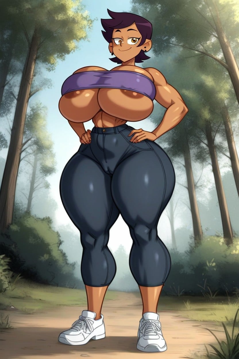 Thighs Larger Than Waist, Hdr, Sunny Forest Background AI Porn