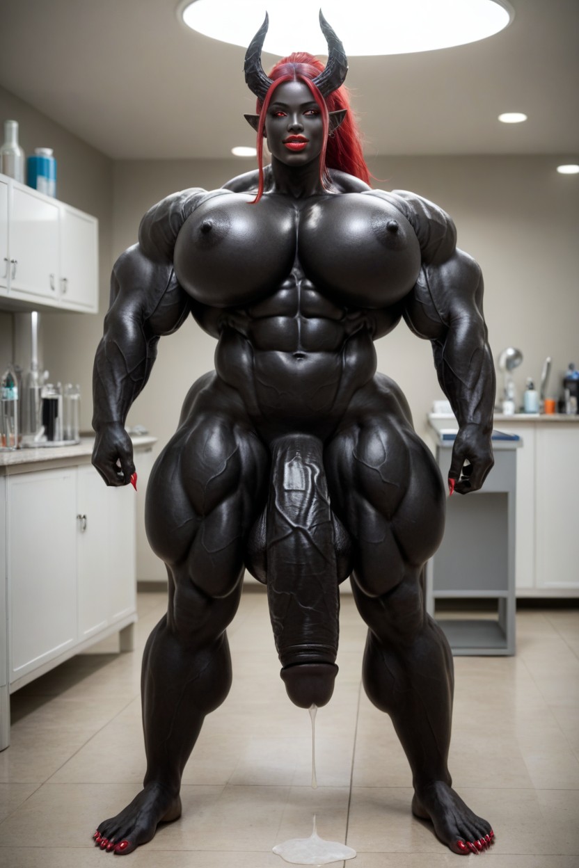 Muscular Veins, Red Hair, Seductive Pose Shemale AI Porn