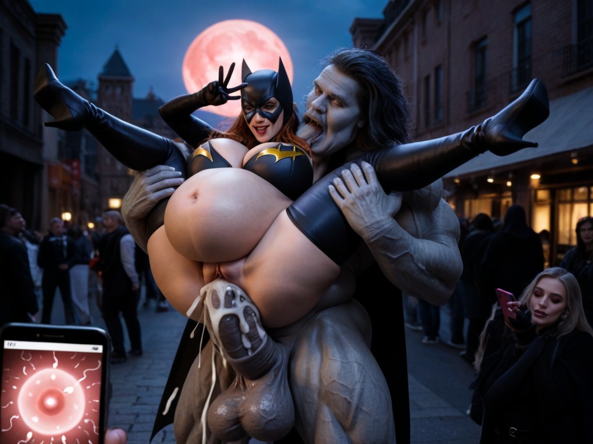 Dominant Hyper Huge Bigger Taller Spiked Dark Evil Thick Long Girth Penis, Public, Crowd AI Porn