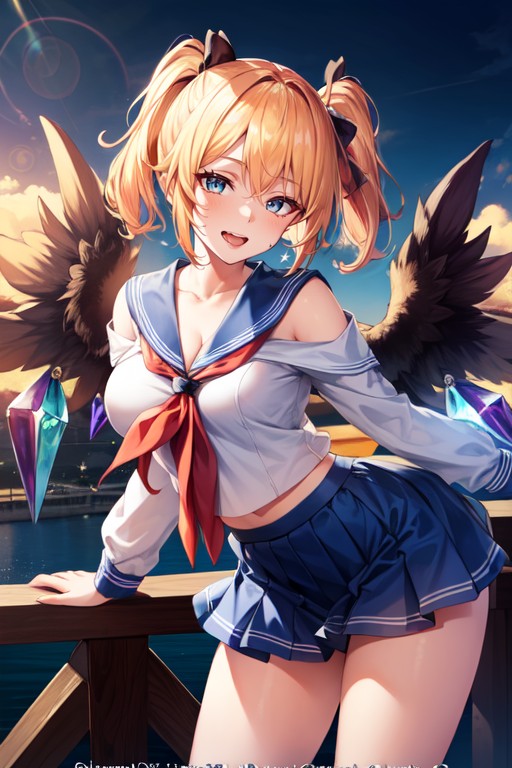 Cleavage Valley At Collar, Sailor Fuku, Long Sleeve Hentai AI Porn