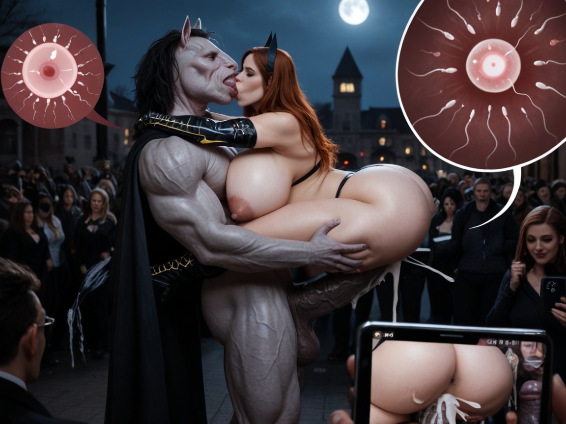 Cum Explosion, Red Moon, Hyper Huge Dark Evil Barbed Spiked Mosterhorse AI Porn