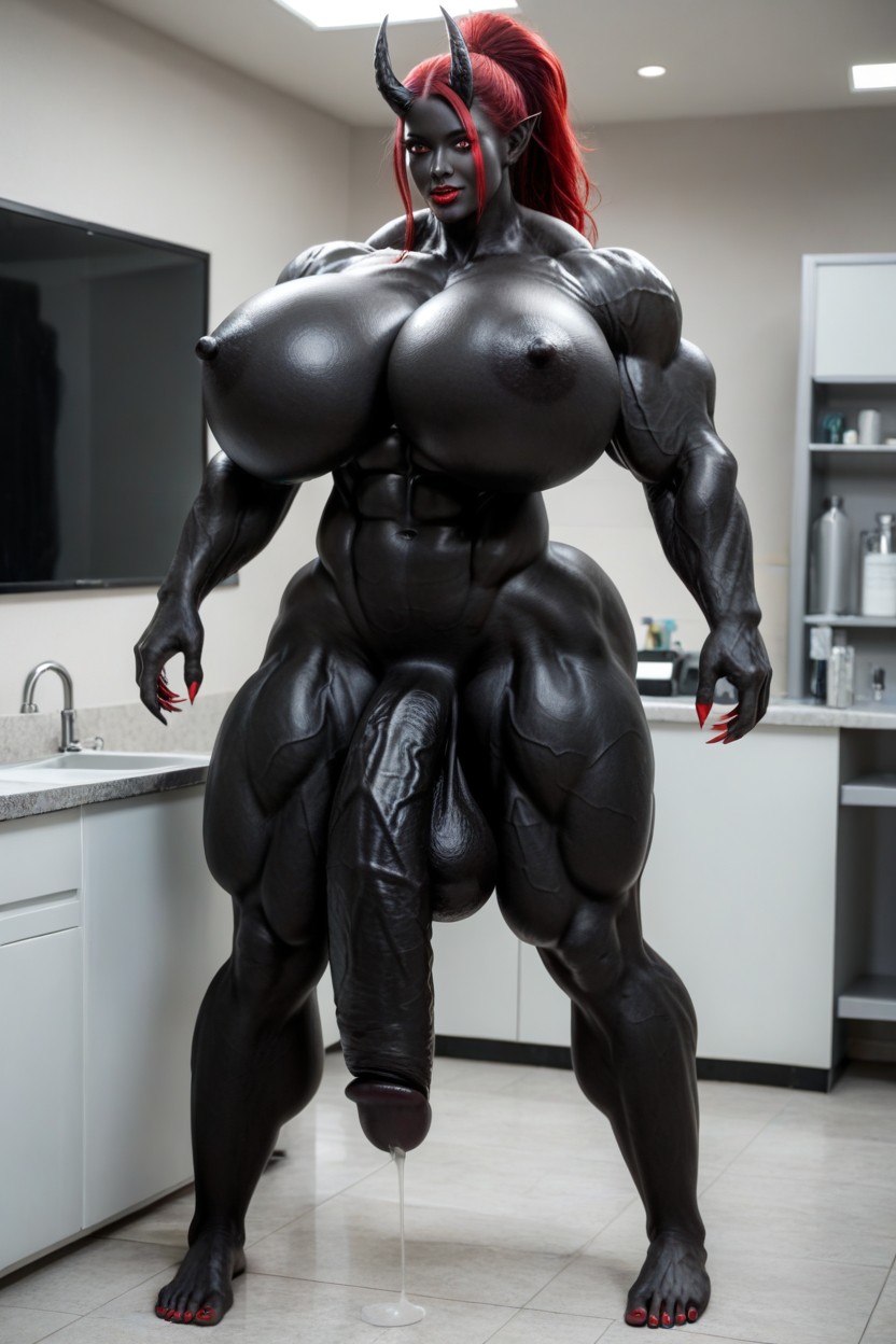Extremely Swollen Veins, Cuisses Épaisses, Black Skin Porno IA transsexuelle