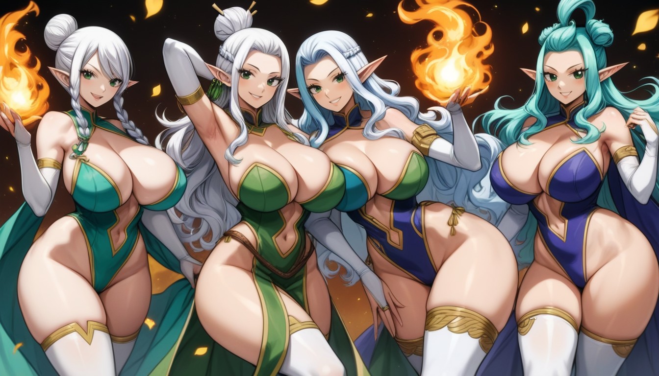 Smile, White Braids In Front Of Ears, Body Milf Hentai AI Porn