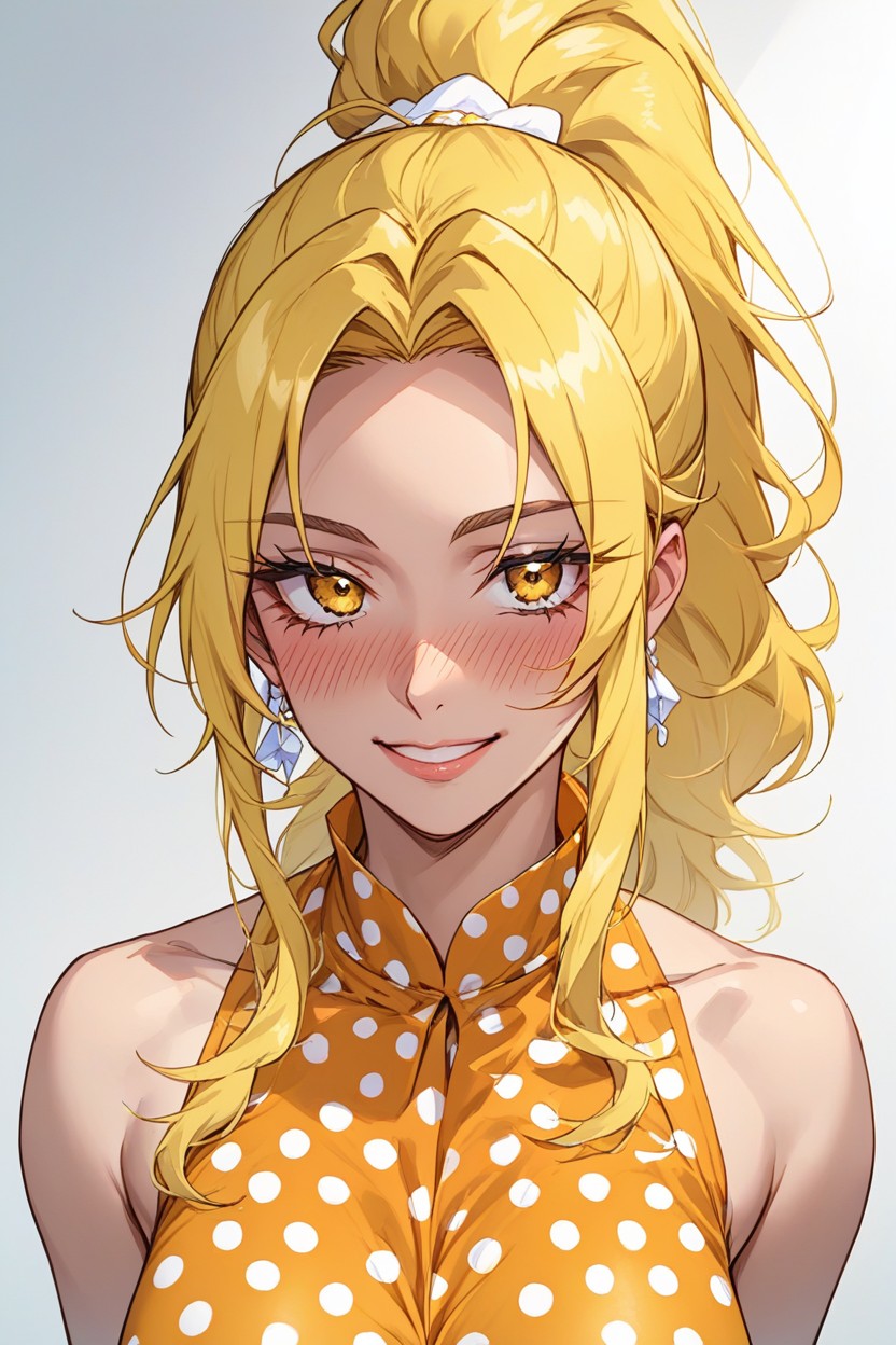 High Ponytail, Yellow Eyes, Large Eyes Hentai IA