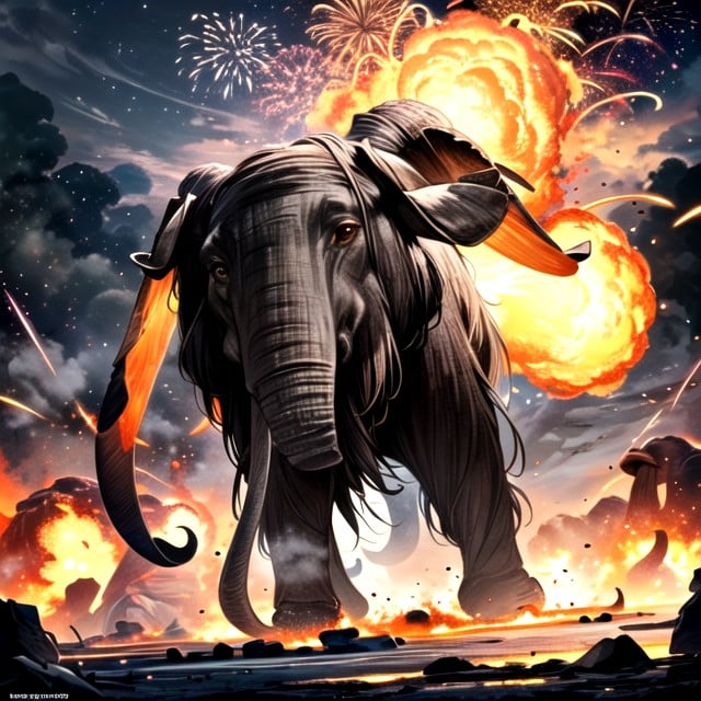 Distant View, A Mammoth, Explosion Hentai AI Porn