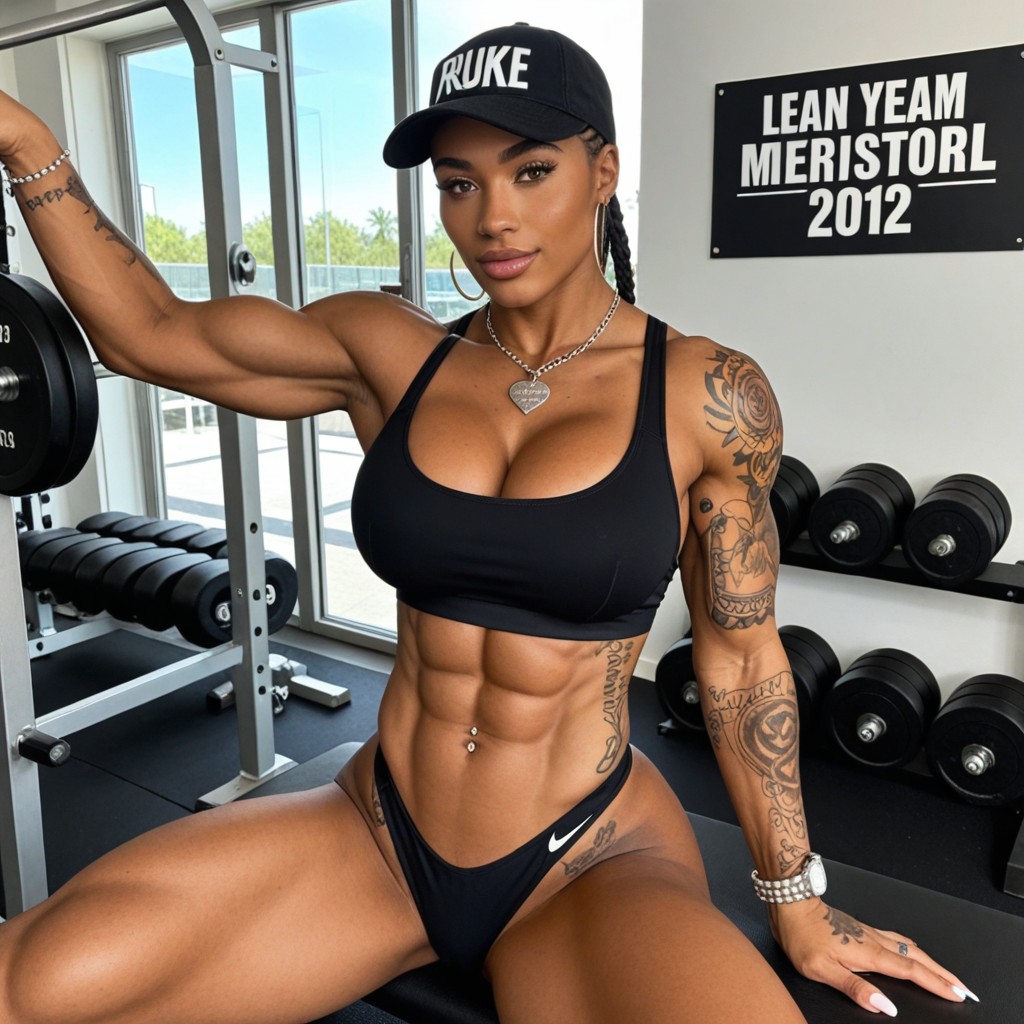 Cutest African Girlfriend, American Traditional Style Tattoos, Detailed Brown Eyes AI Porn